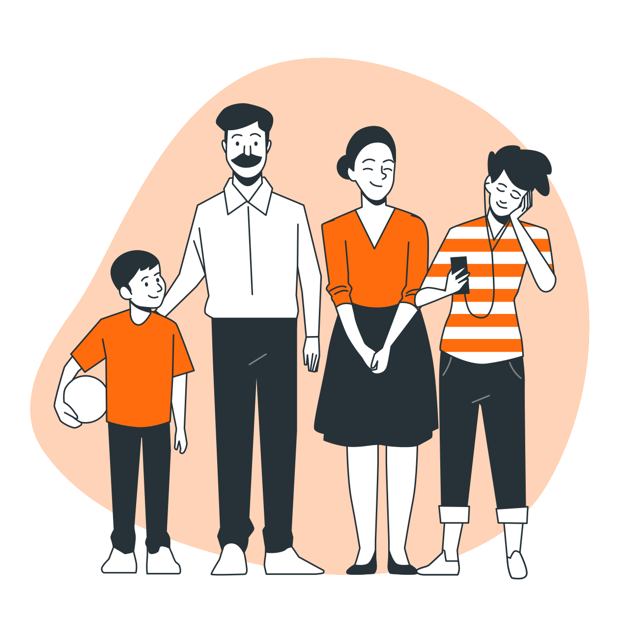 family illustration orange